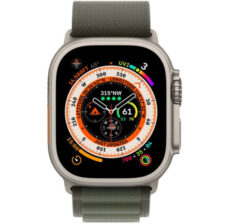 Apple Watch Ultra GPS + Cellular, 49mm Titanium Case with Green Alpine Loop - Small (MNHJ3UL/A)