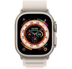 Apple Watch Ultra GPS + Cellular, 49mm Titanium Case with Starlight Alpine Loop - Medium (MQFR3UL/A)